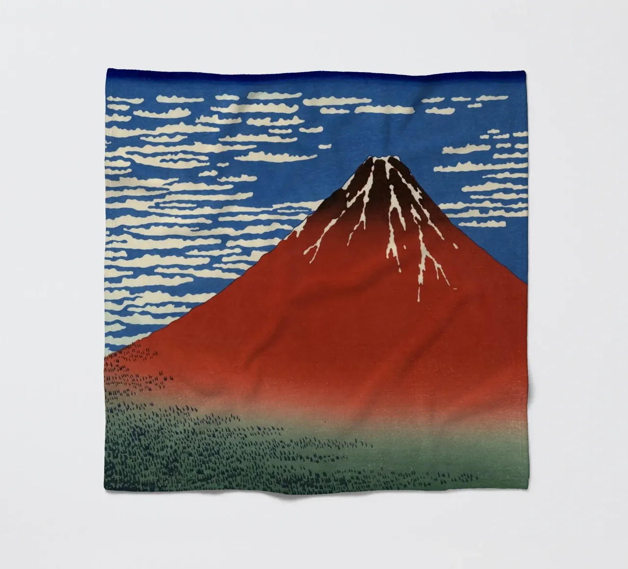 Hokusai - Fuji rosso coperta in pile da William Store