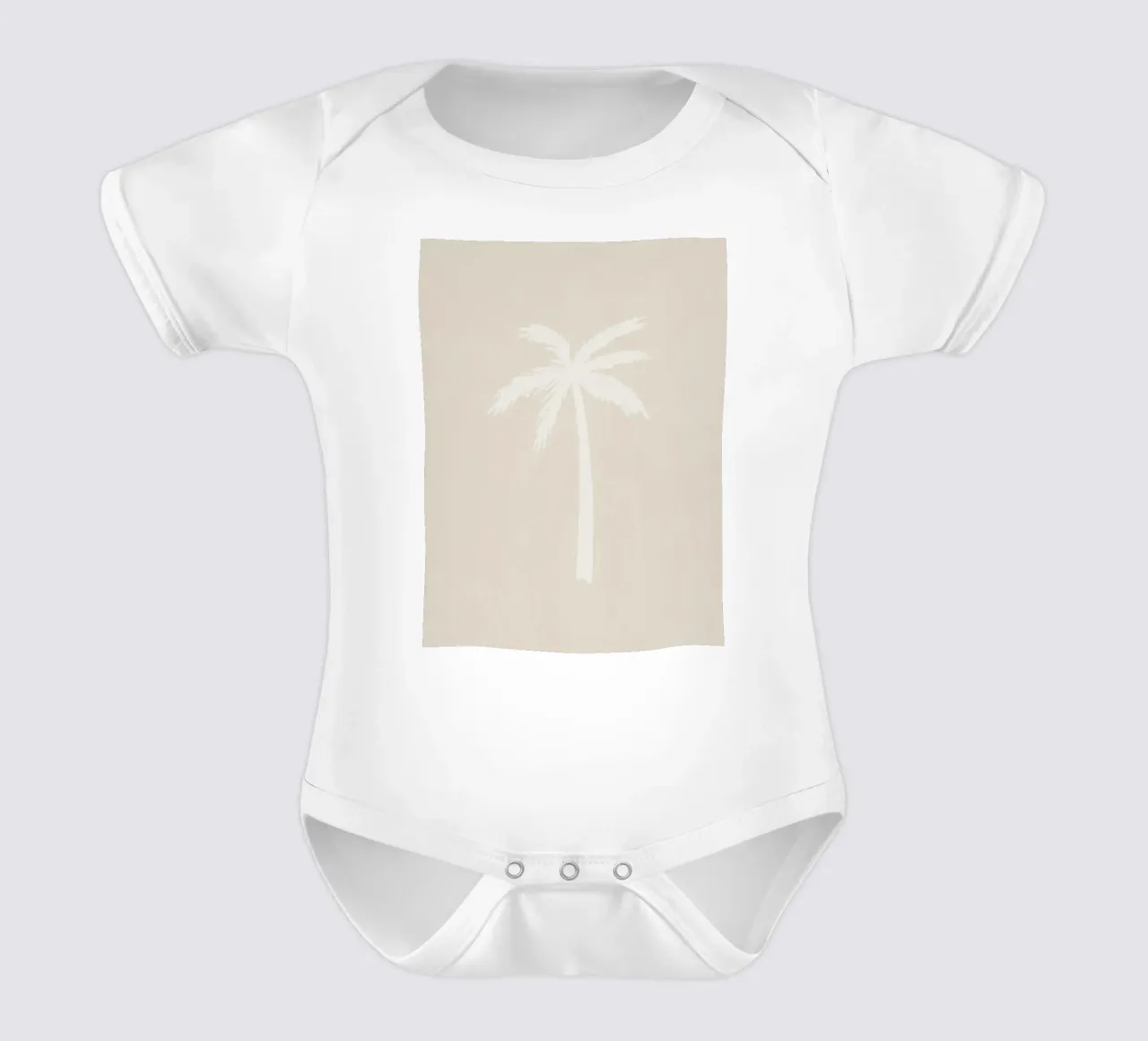 Light boho beige white organic abstract minimalist palm tree short-sleeve baby romper by This Wild Soul - Illustration