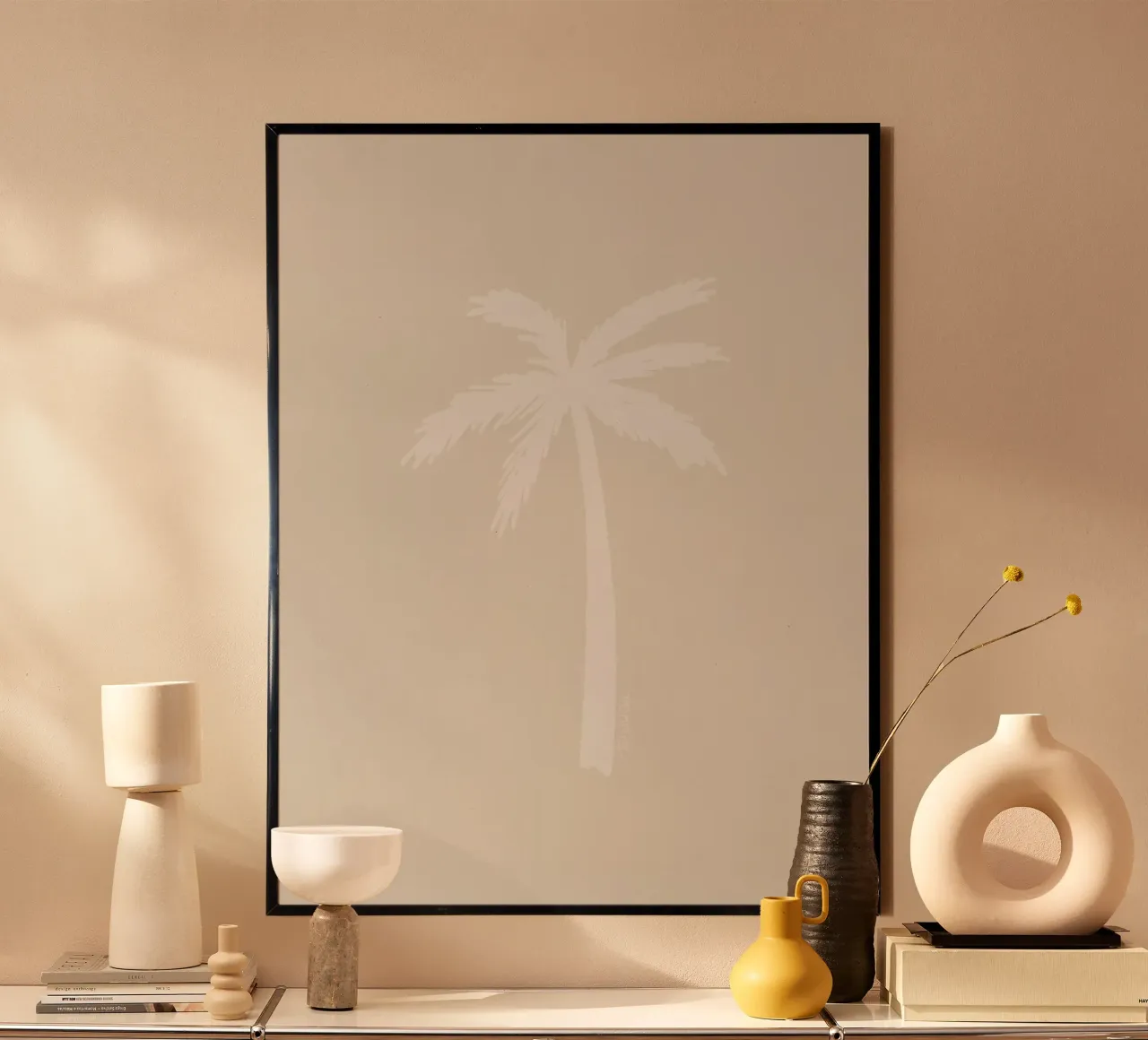 Luce boho beige bianco organico astratto minimalista palma poster da This Wild Soul - Illustration