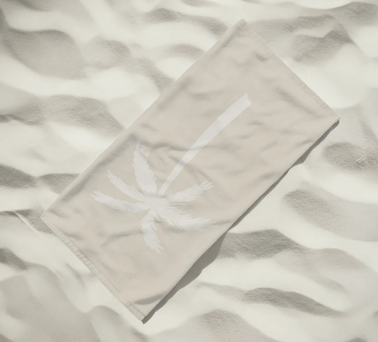 Light boho beige white organic abstract minimalist palm tree beach towel by This Wild Soul - Illustration