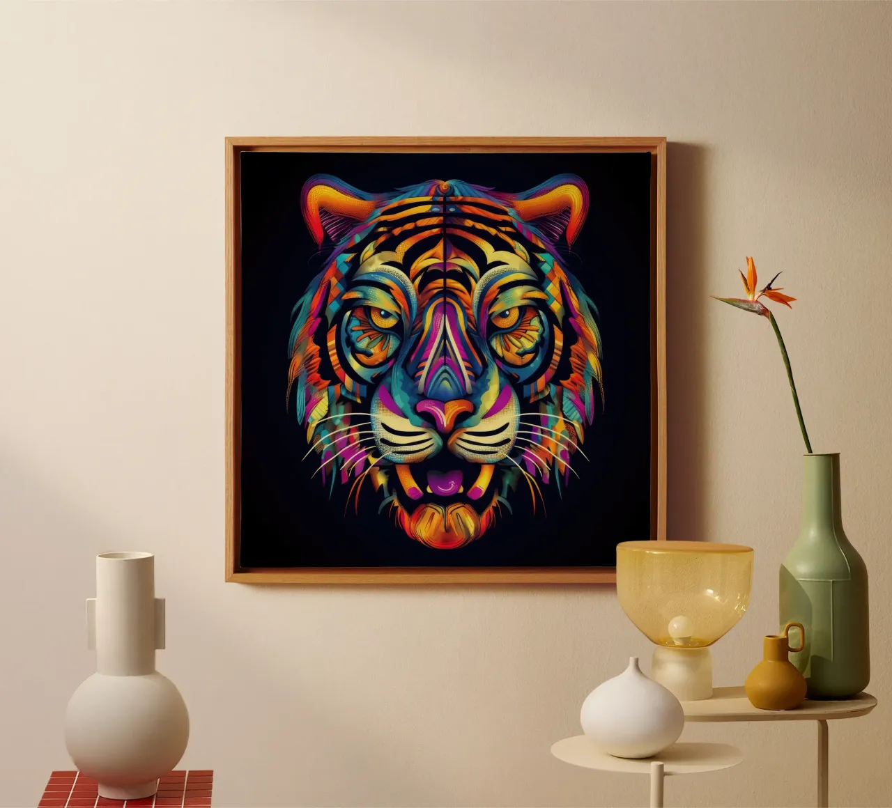 Tigre Tatoo tela con Cornice a cassetta da Animal Portraits