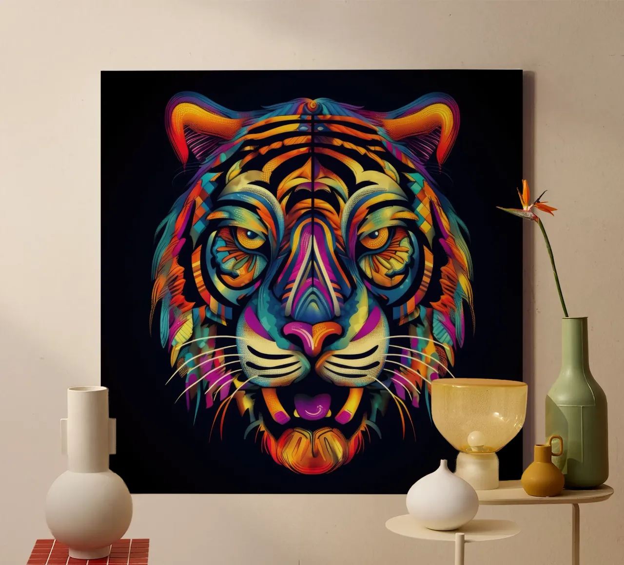 Tigre Tatoo tela con Cornice a cassetta da Animal Portraits