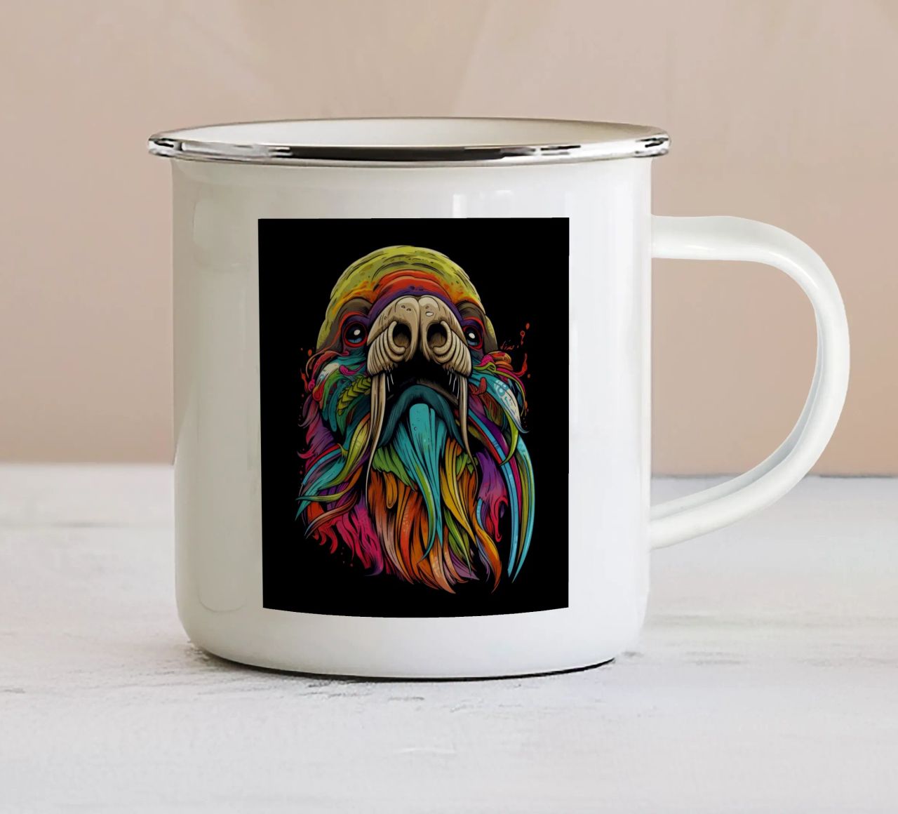 Tatoo Walrus emaille mok van Animal Portraits