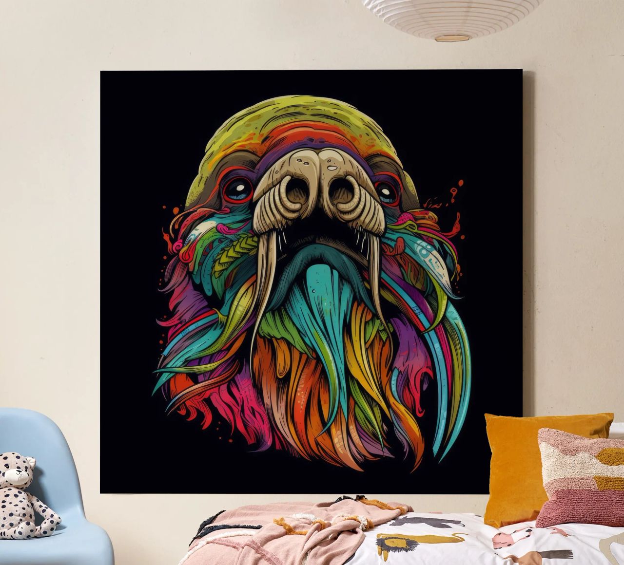 Tatoo Walrus canvas van Animal Portraits