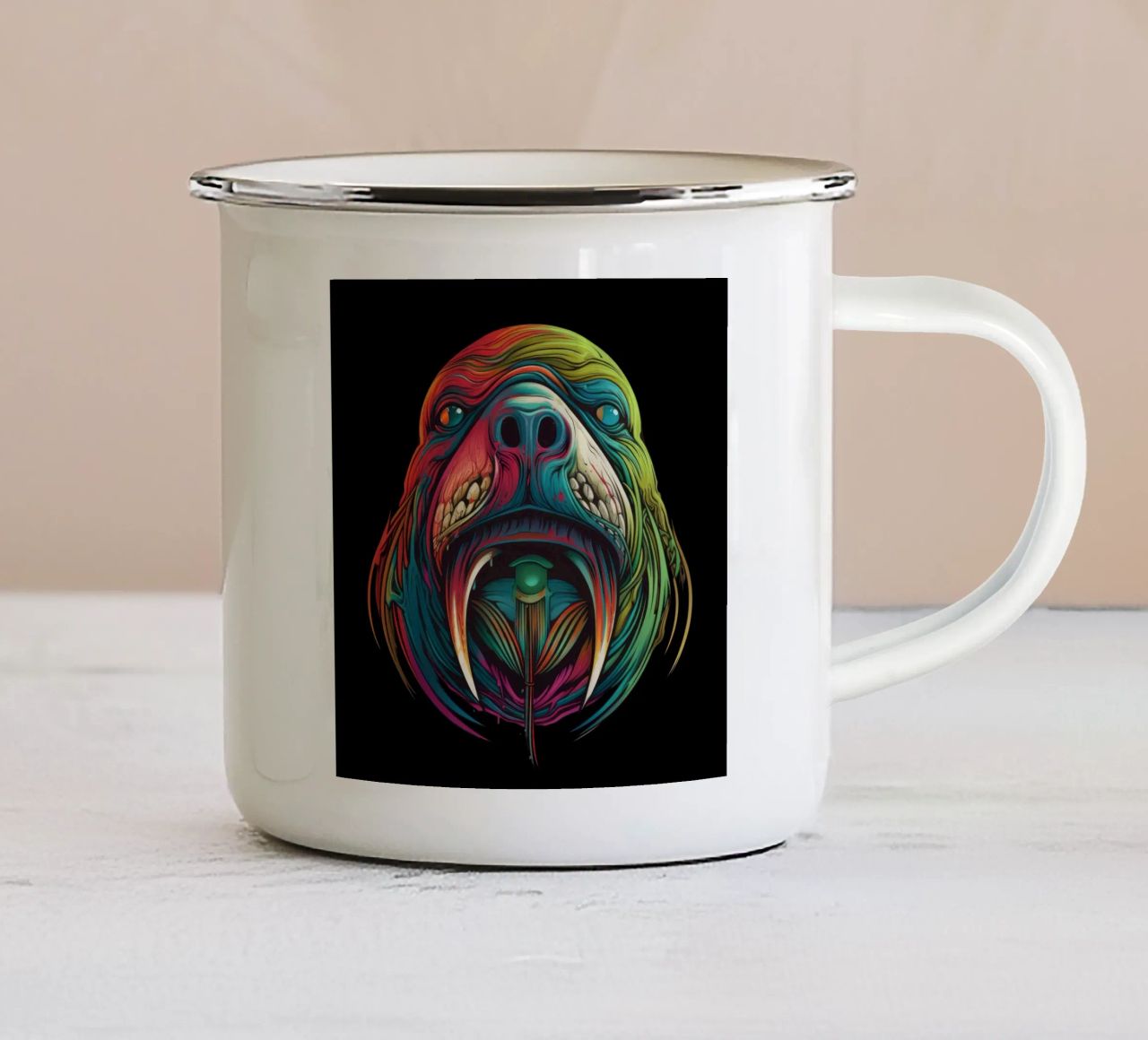 Tatoo Walrus emaille mok van Animal Portraits