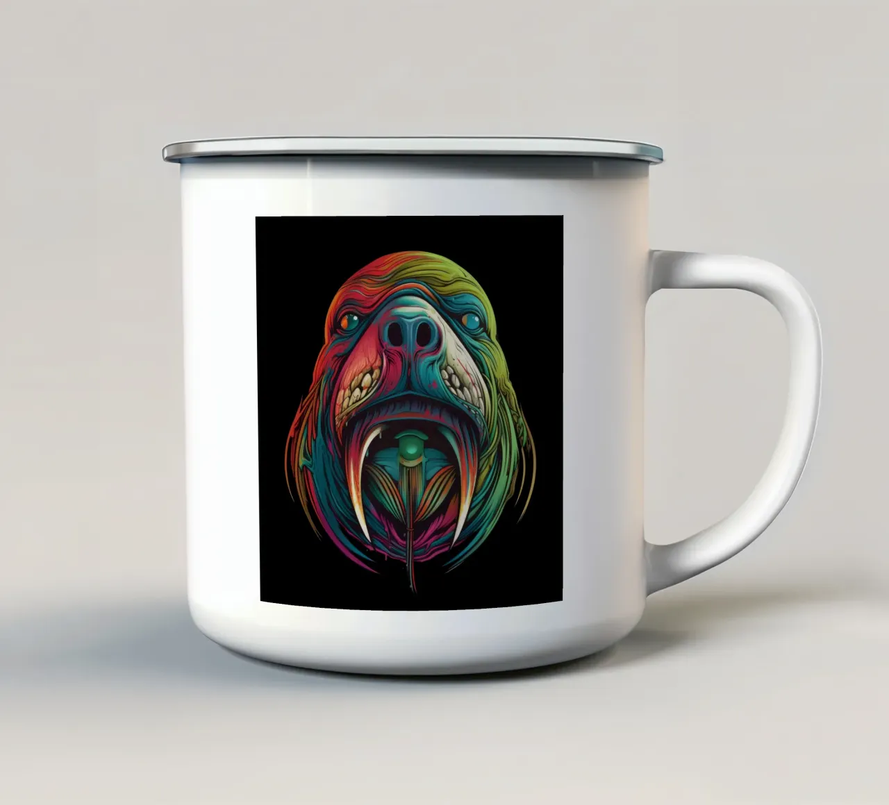 Tatoo-Walross Emaille Tasse von Animal Portraits