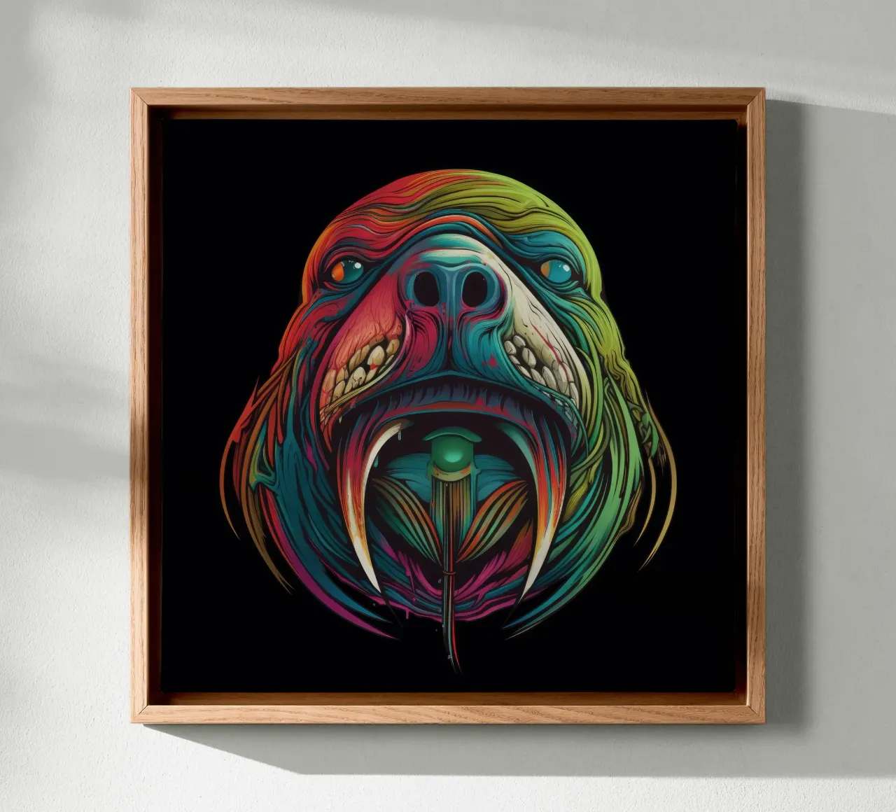 Tricheco Tatoo tela con Cornice a cassetta da Animal Portraits