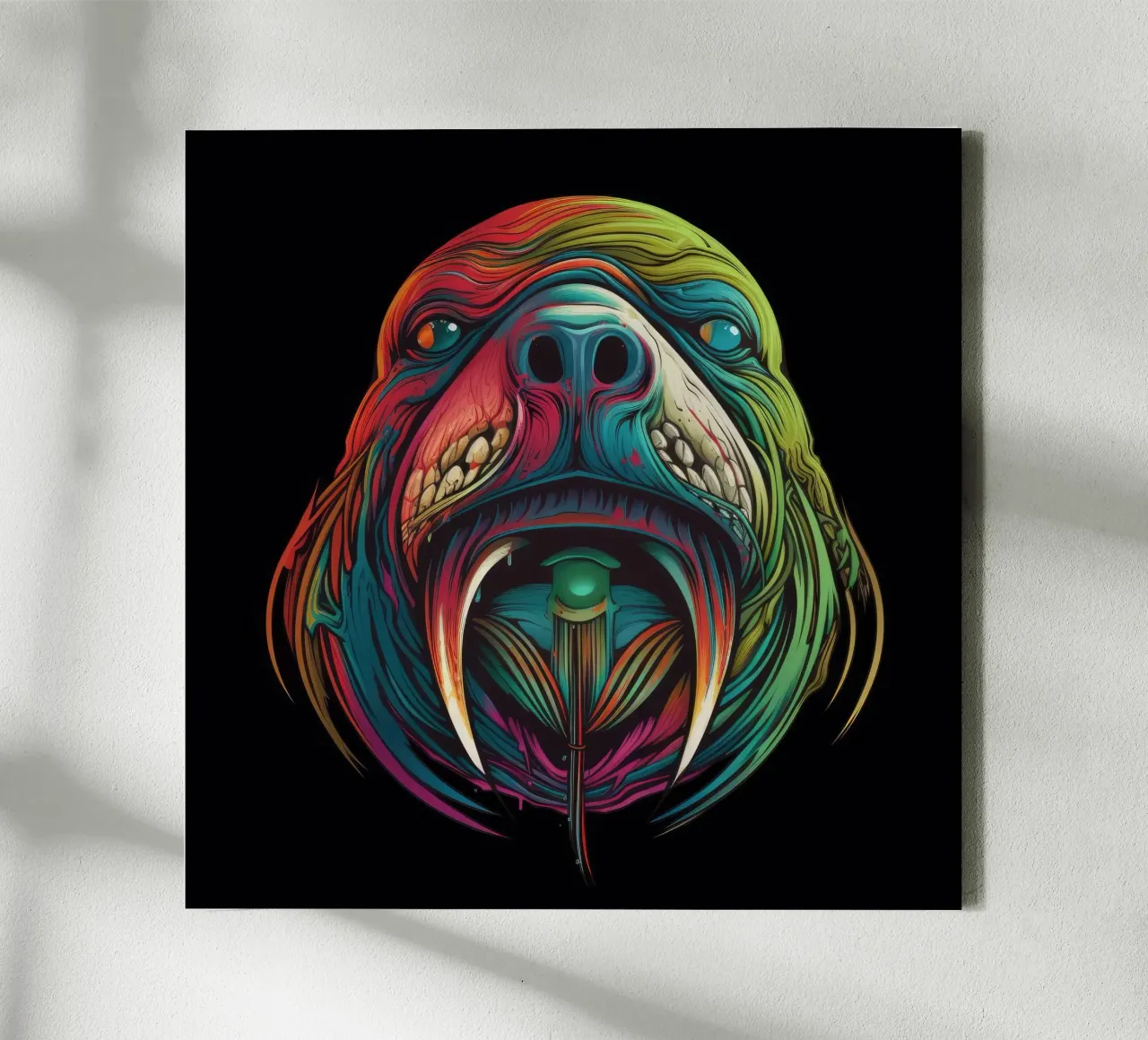 Tricheco Tatoo tela con Cornice a cassetta da Animal Portraits