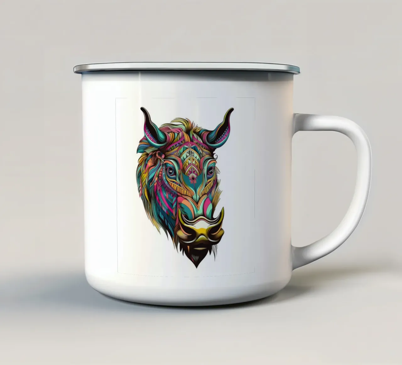 Tatoo Warthog tazza in smalto da Animal Portraits