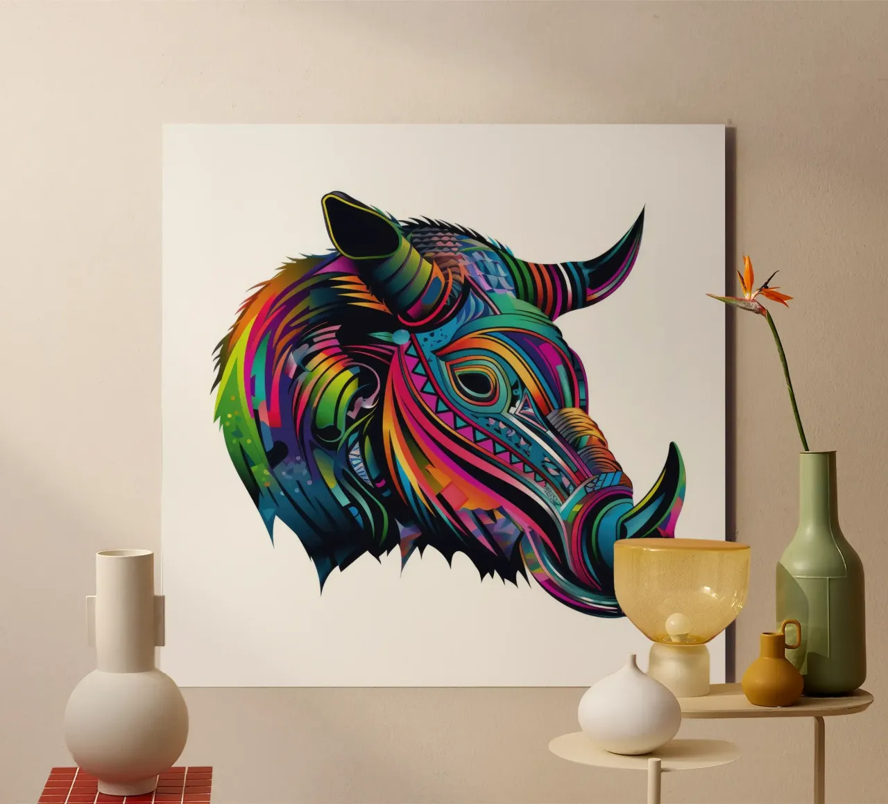 Tatoo Warthog alluminio dibond da Animal Portraits