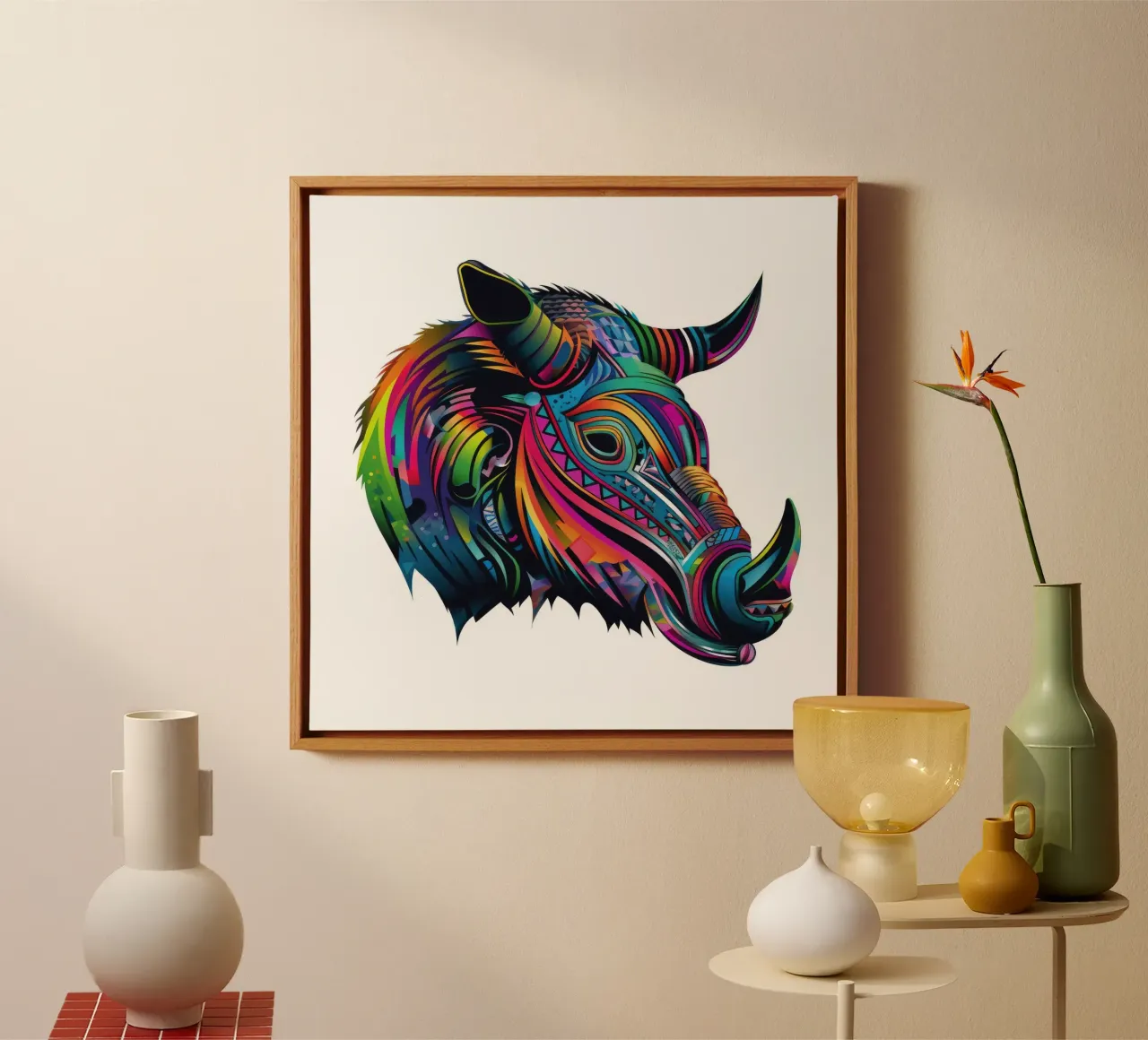 Tatoo Warthog tela con Cornice a cassetta da Animal Portraits