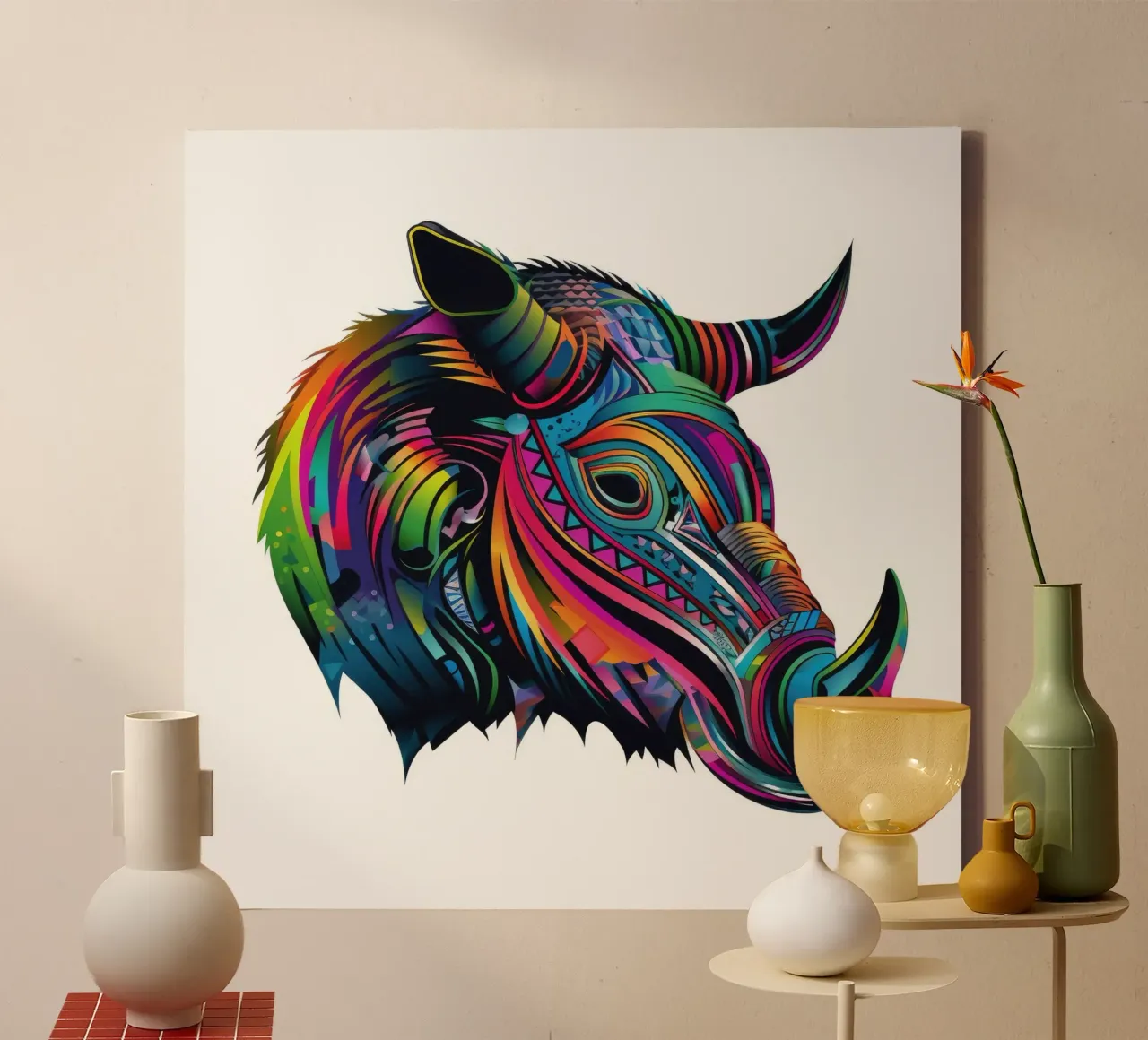 Tatoo Warthog tela con Cornice a cassetta da Animal Portraits