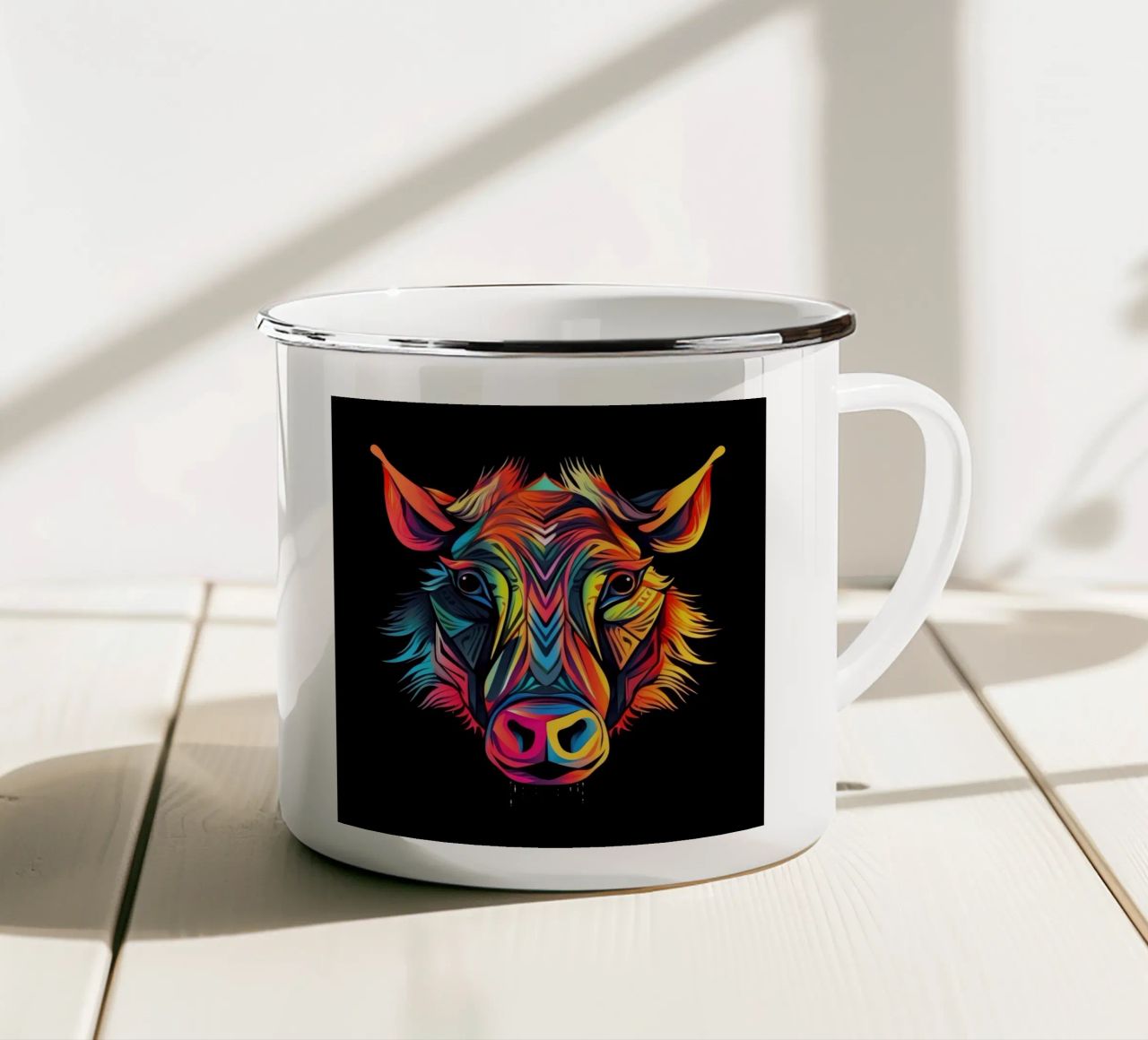 Tatoo Warthog tazza in smalto da Animal Portraits