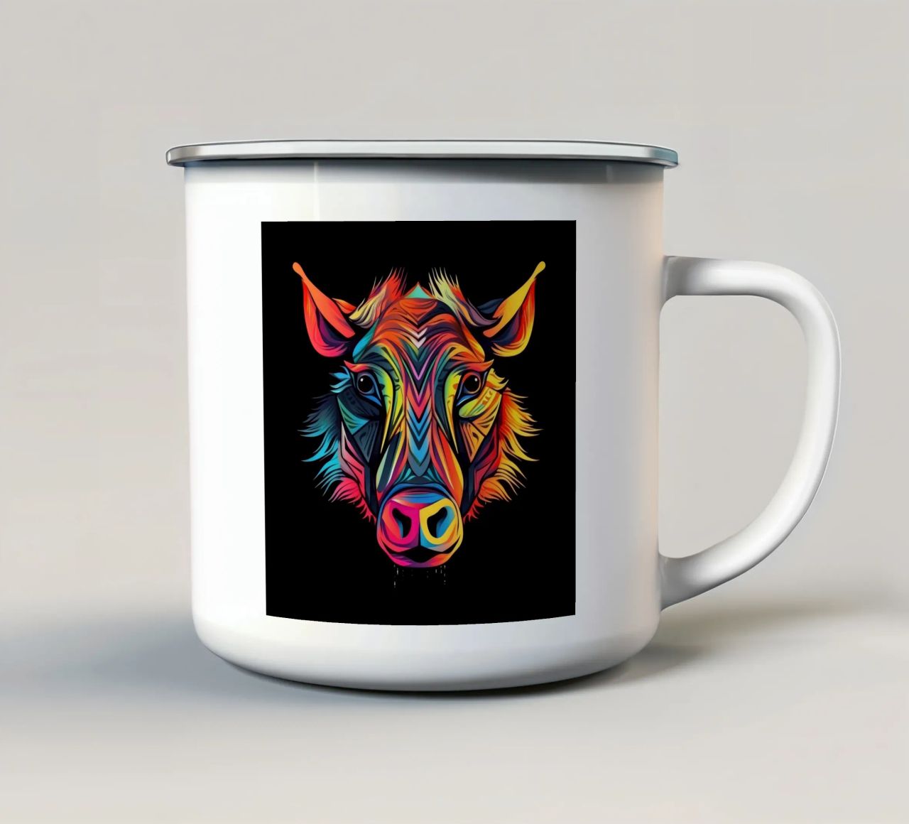 Tatoo Warthog tazza in smalto da Animal Portraits