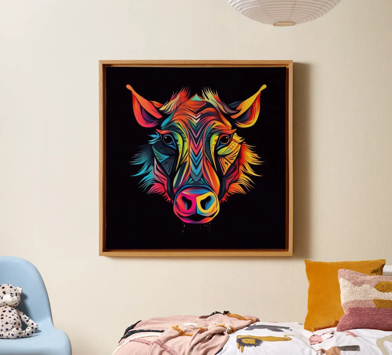 Tatoo Warthog tela con Cornice a cassetta da Animal Portraits