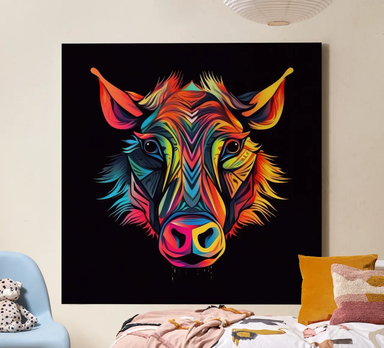 Tatoo Warthog tela con Cornice a cassetta da Animal Portraits