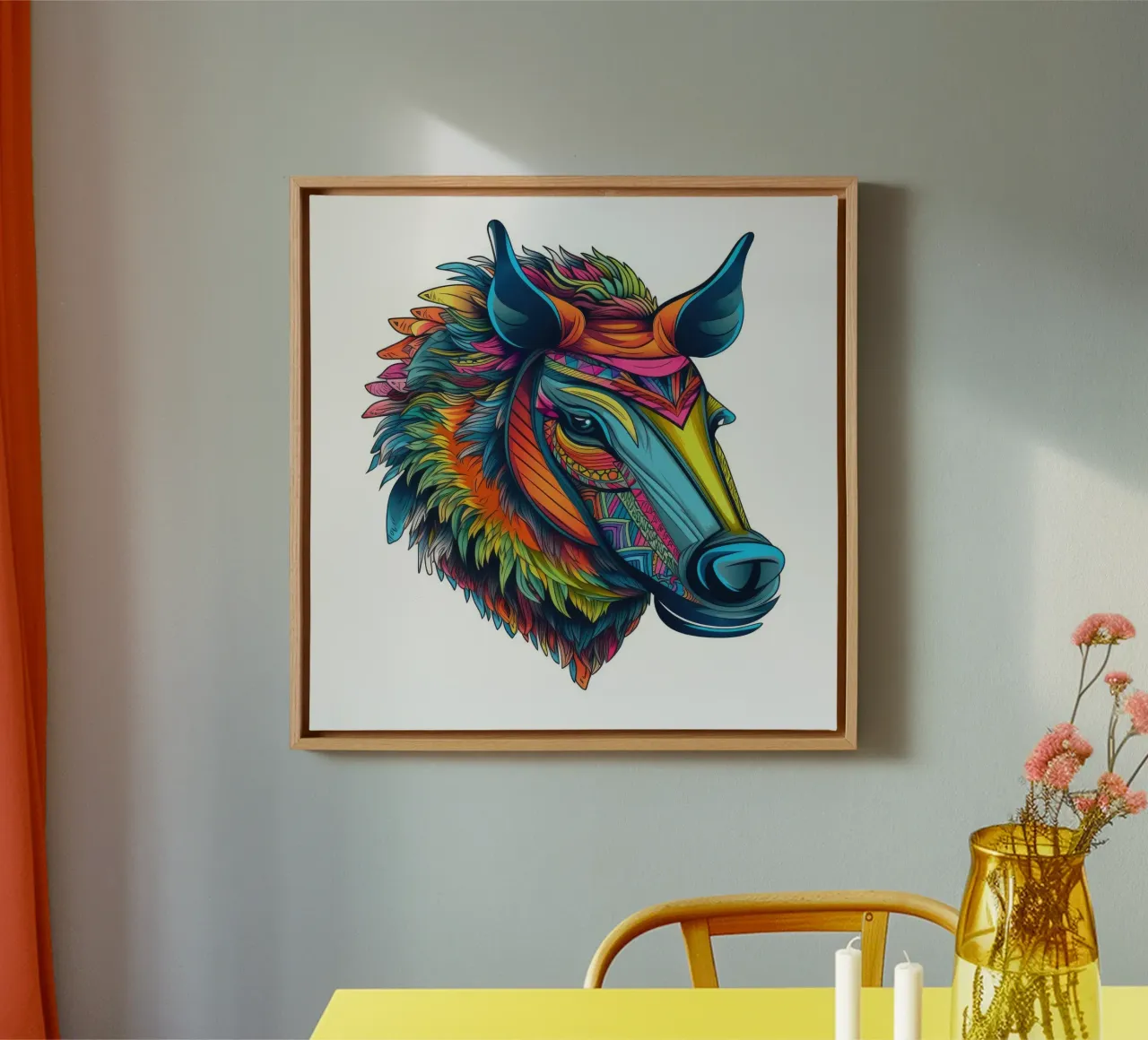 Tatoo Warthog tela con Cornice a cassetta da Animal Portraits