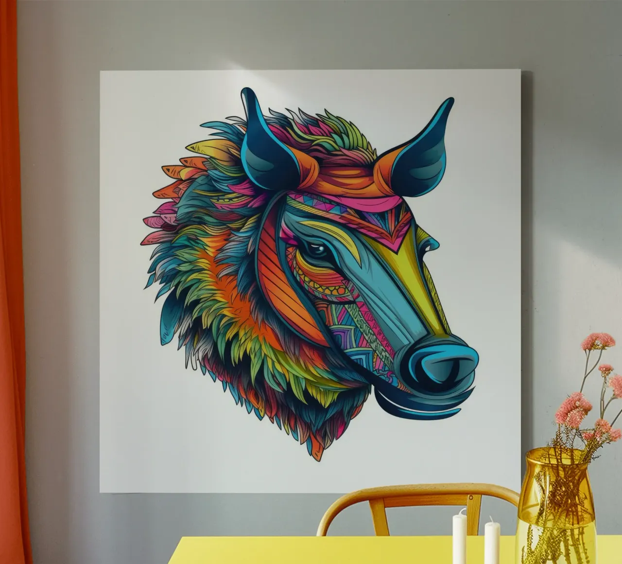 Tatoo Warthog tela con Cornice a cassetta da Animal Portraits
