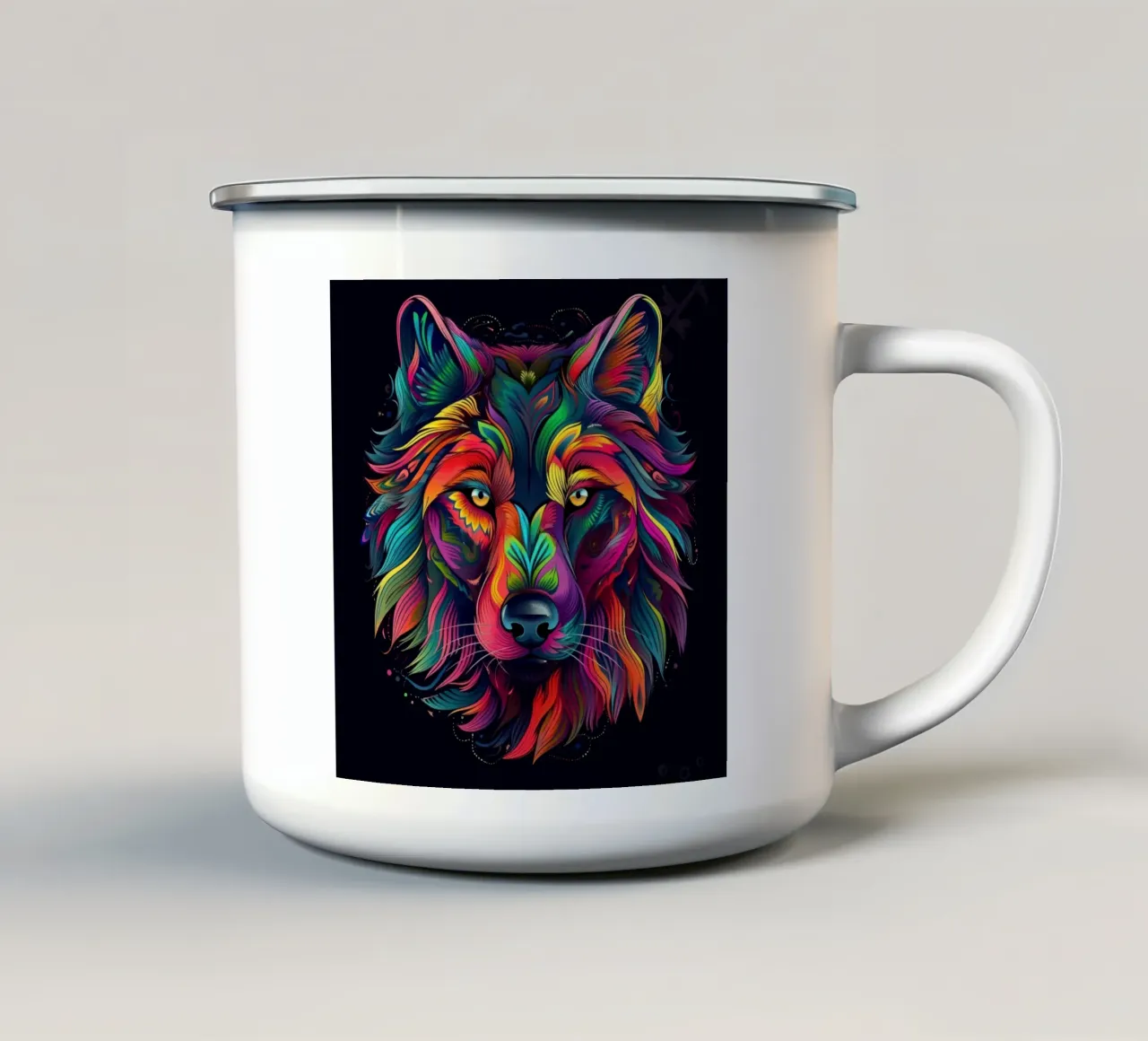 Lupo Tatoo tazza in smalto da Animal Portraits