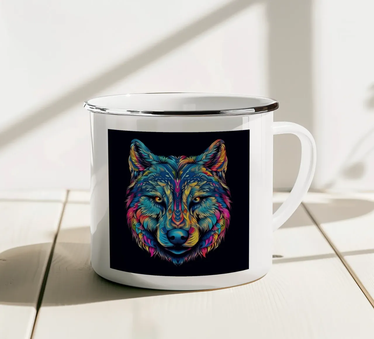Lupo Tatoo tazza in smalto da Animal Portraits