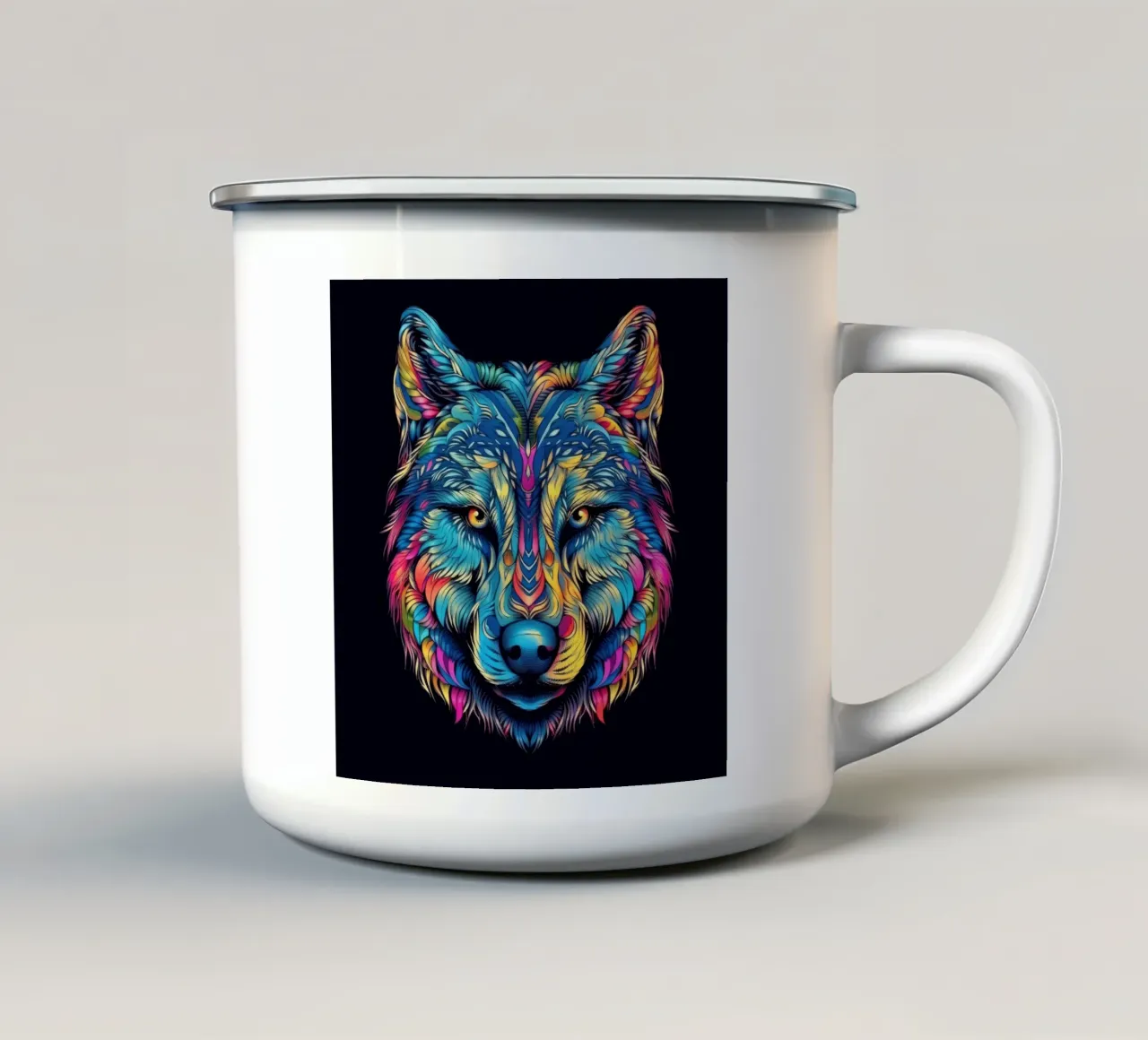 Lupo Tatoo tazza in smalto da Animal Portraits