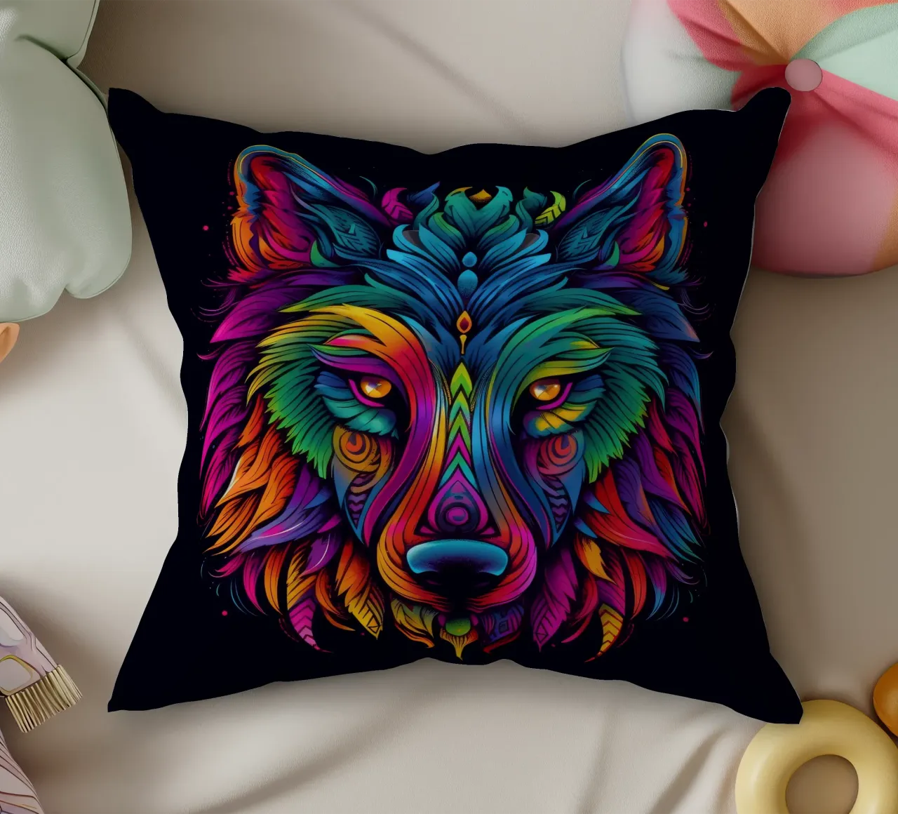 Lupo Tatoo cuscino da Animal Portraits
