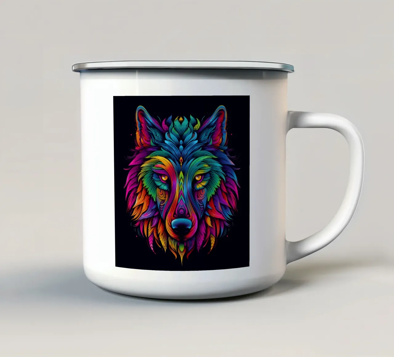 Lupo Tatoo tazza in smalto da Animal Portraits