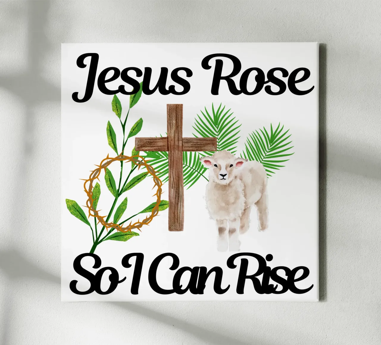 Jezus stond op zodat ik kan opstaan, levend in zijn overwinning canvas met Baklijst van Lionandlamb