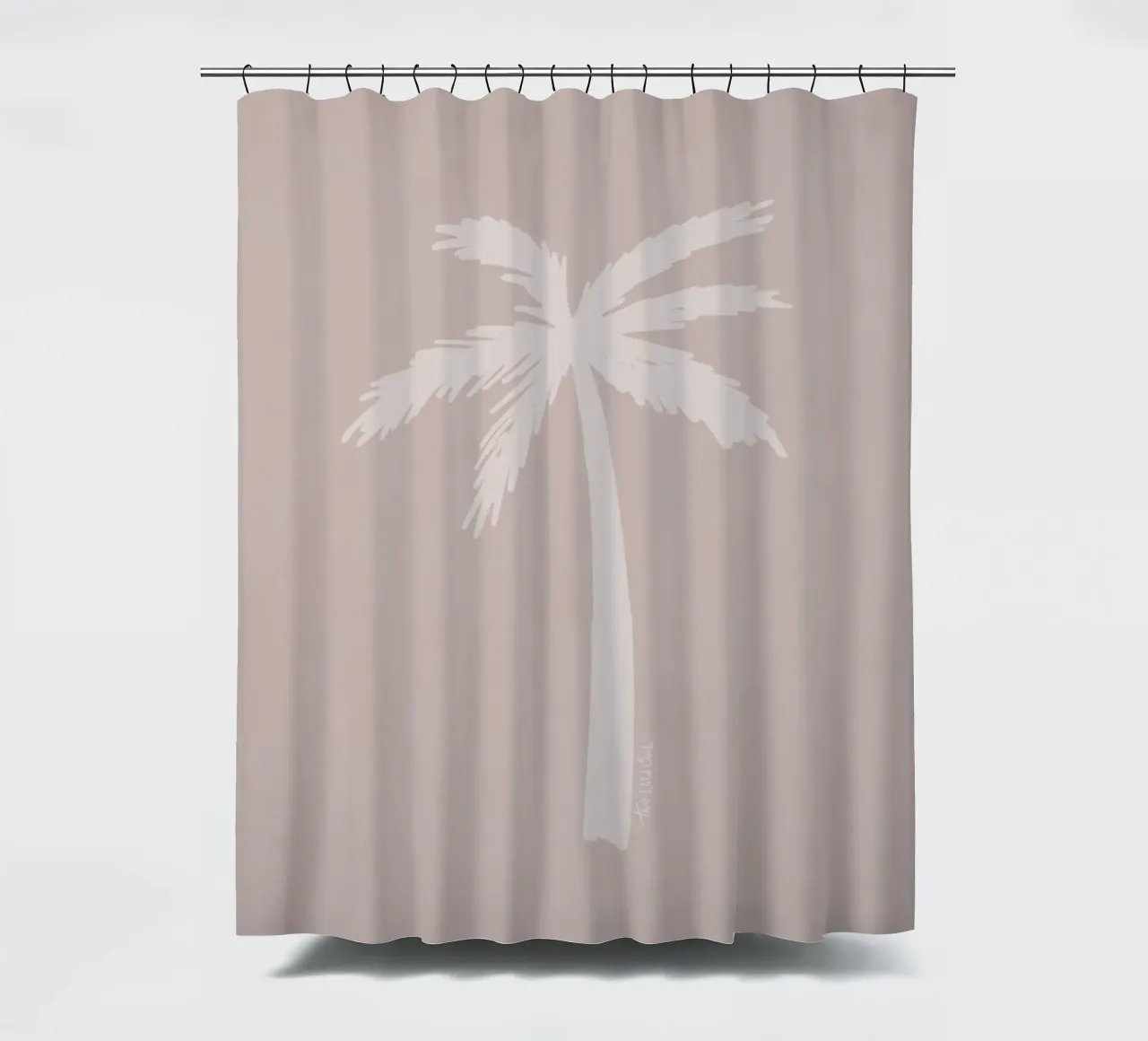 Light boho pink white organic abstract minimalist palm tree shower curtain by This Wild Soul - Illustration