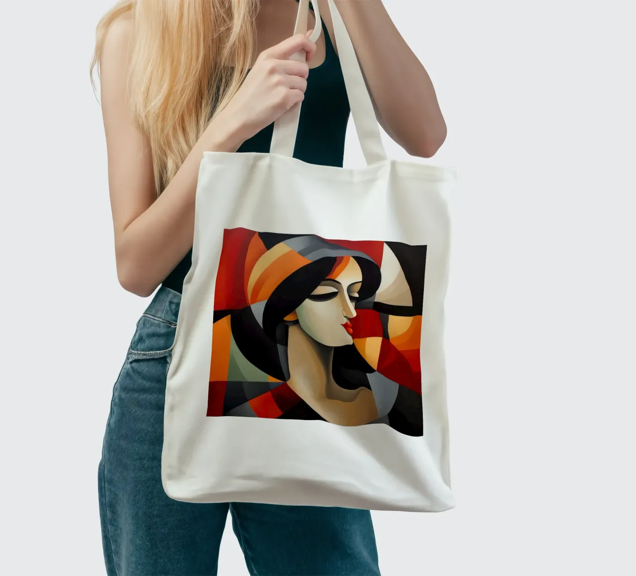 Cubismo Donna portoghese borsa in juta da Artful Muse