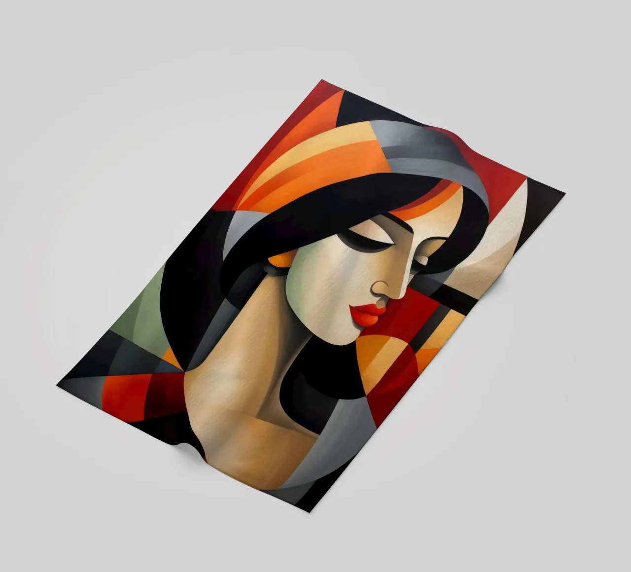 Cubismo Donna portoghese telo mare da Artful Muse