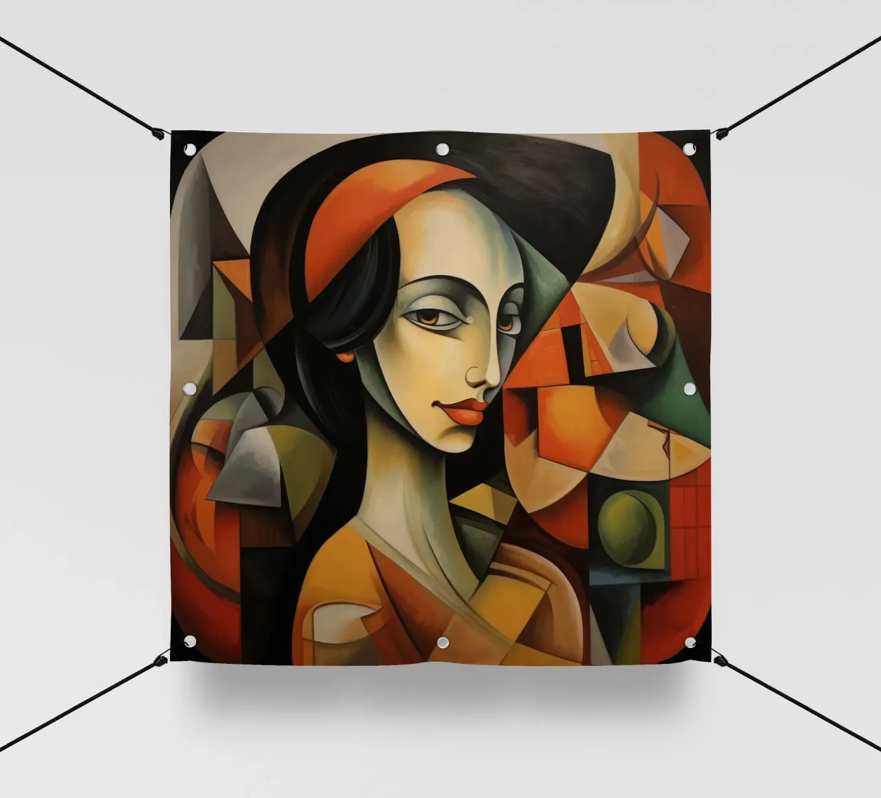 Cubismo Donna portoghese telo in pvc da Artful Muse