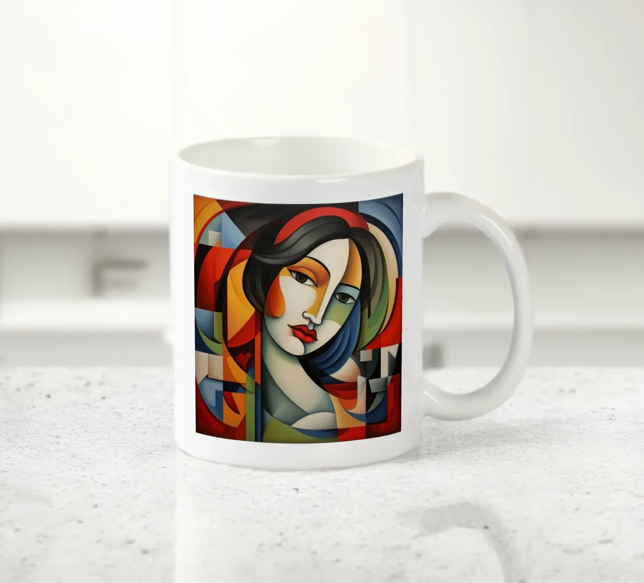 Cubismo Donna portoghese tazza in ceramica da Artful Muse