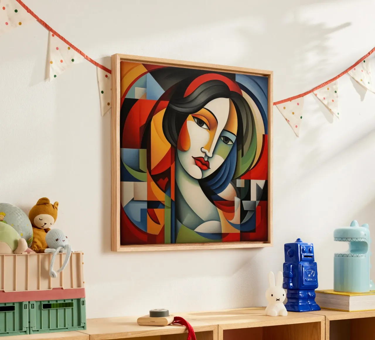 Cubismo Donna portoghese tela con Cornice a cassetta da Artful Muse