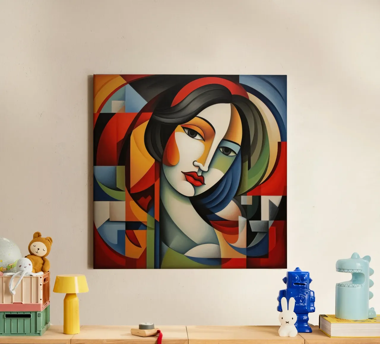 Cubismo Donna portoghese tela con Cornice a cassetta da Artful Muse