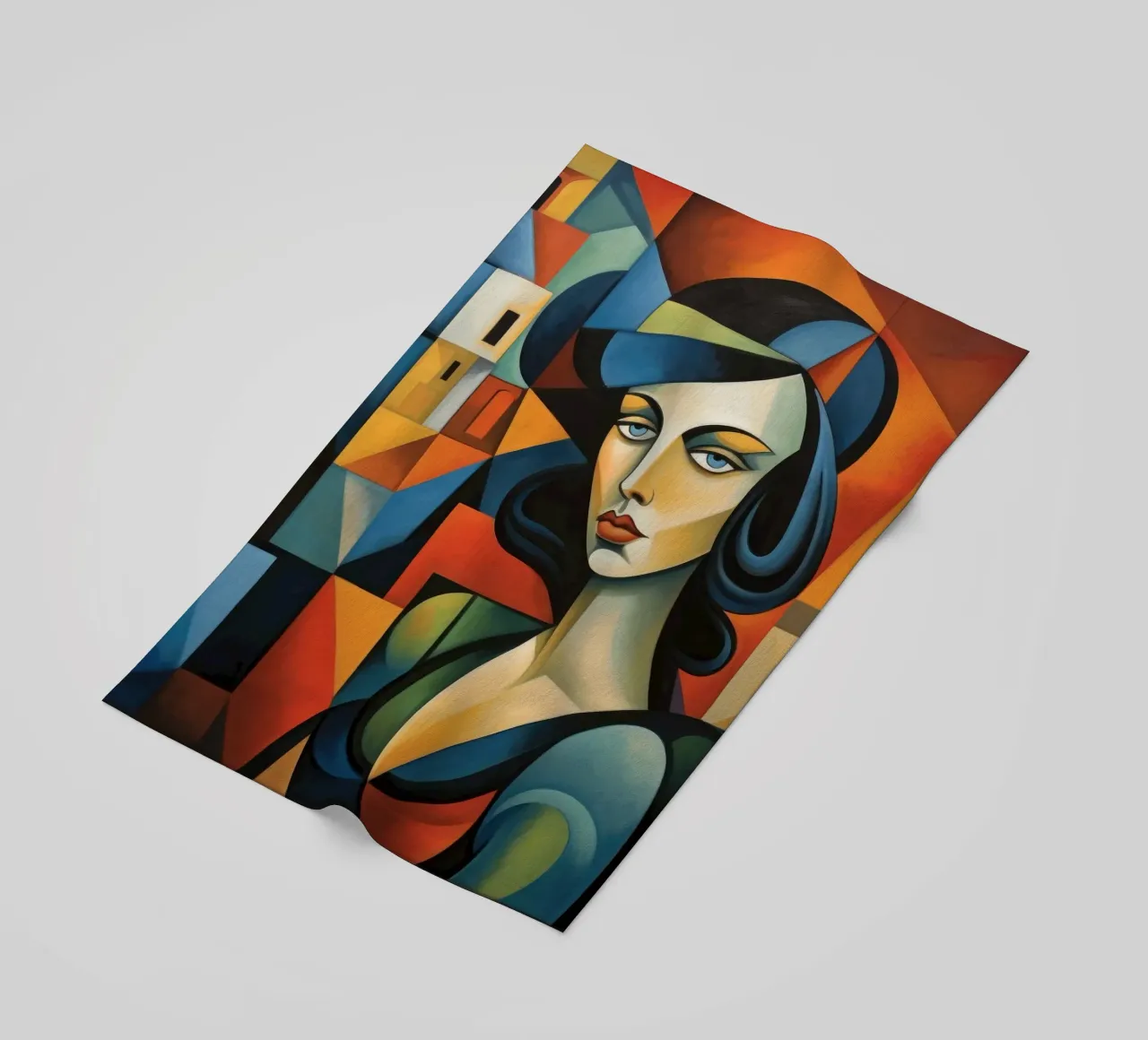 Cubismo Donna portoghese telo mare da Artful Muse