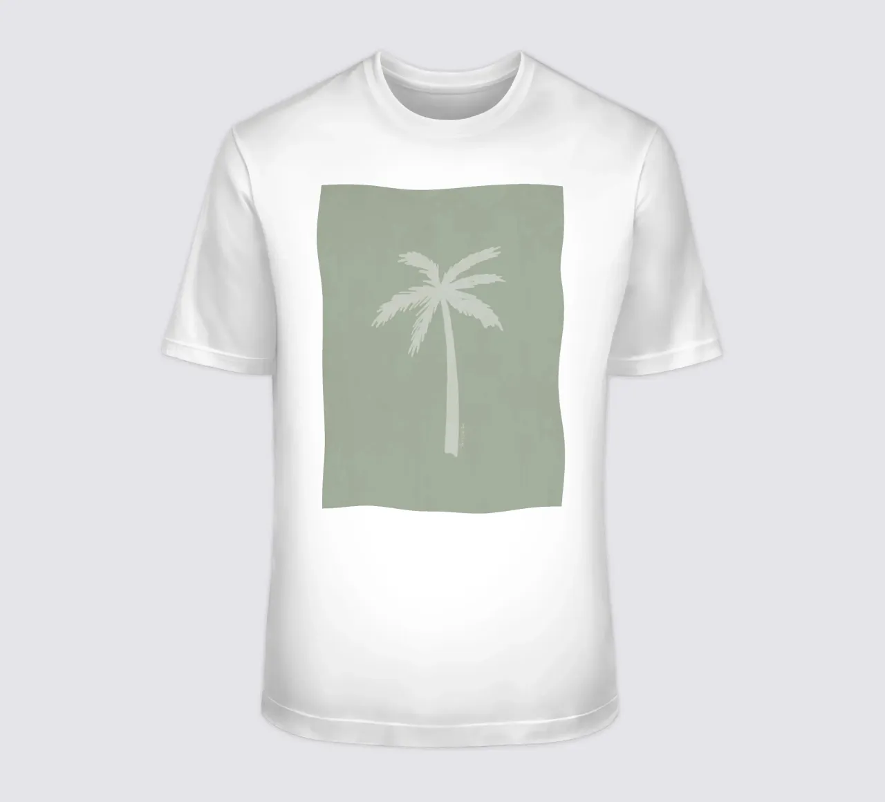 Light boho sage green white abstract minimalist palm tree t-shirt by This Wild Soul - Illustration