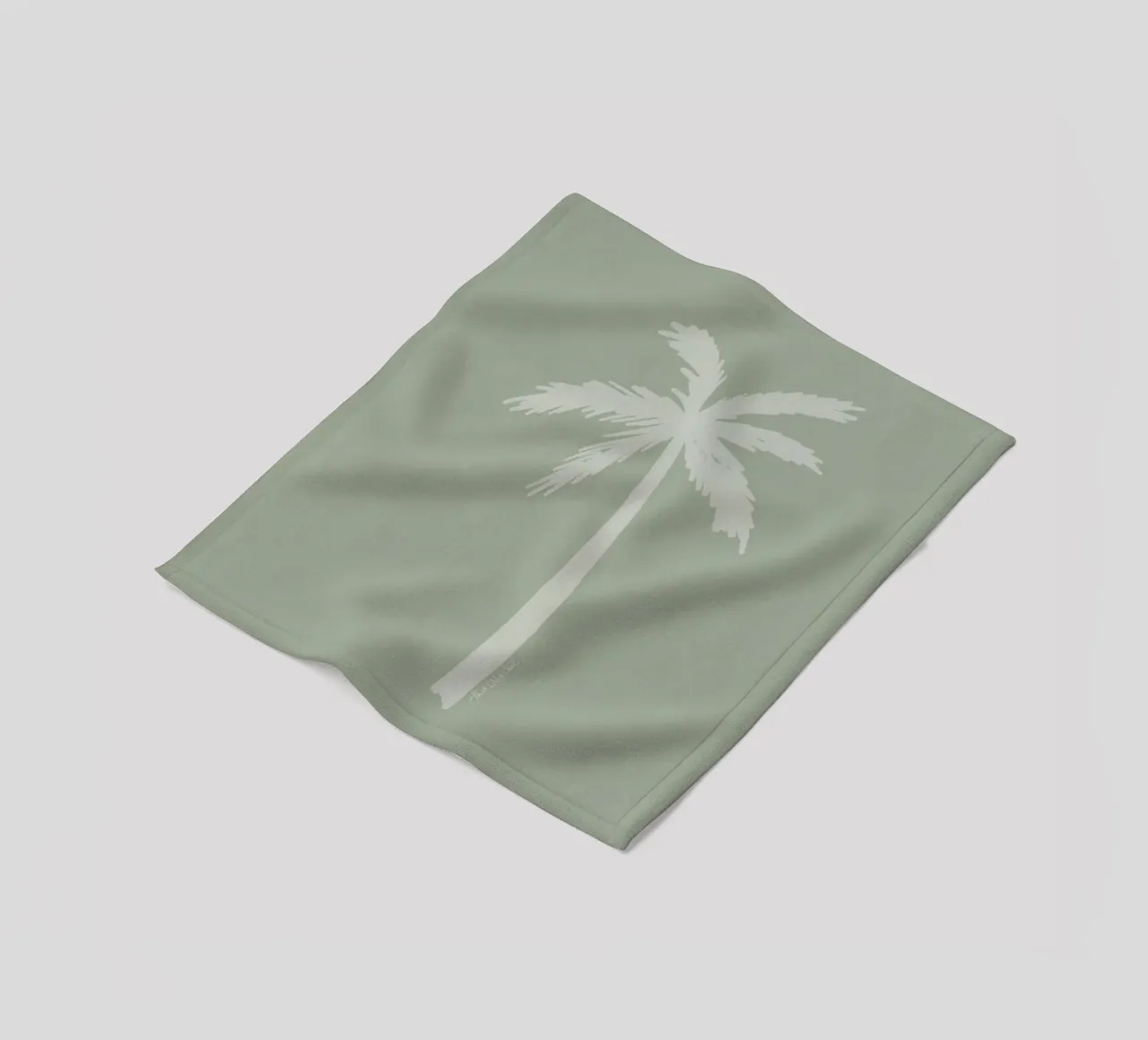 Palma astratta minimalista verde salvia bianca leggera boho coperta in pile da This Wild Soul - Illustration