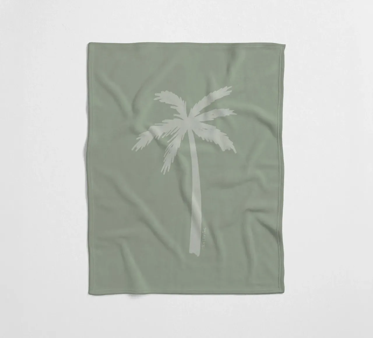 Palma astratta minimalista verde salvia bianca leggera boho coperta in pile da This Wild Soul - Illustration