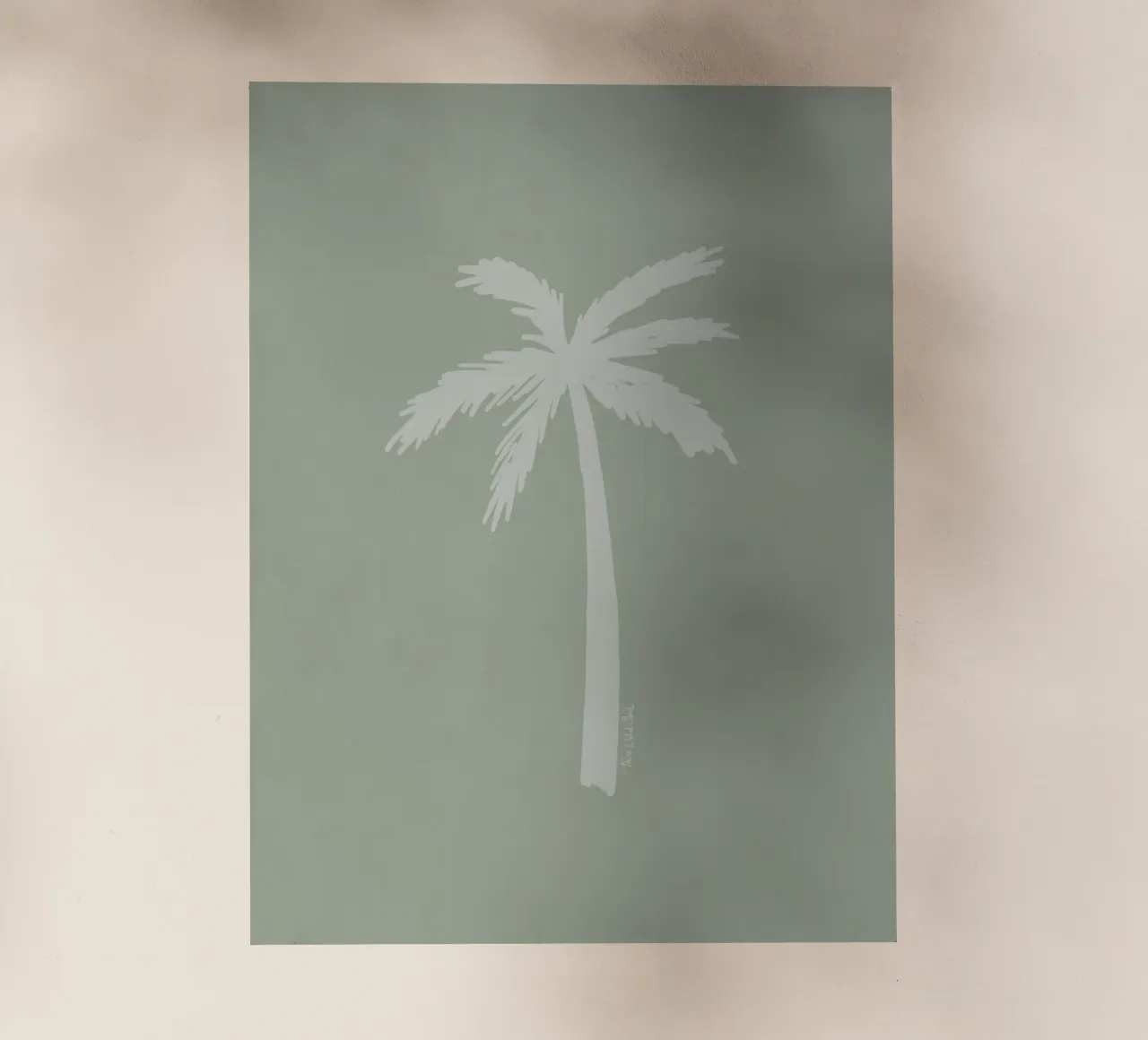 Light boho sage green white abstract minimalist palm tree backlit film by This Wild Soul - Illustration