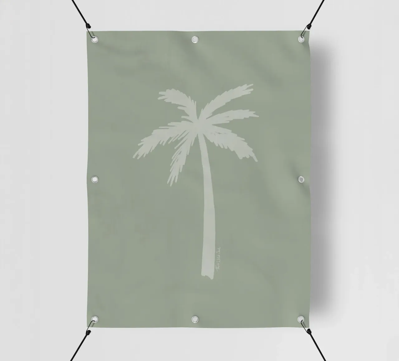 Léger palmier boho vert sauge blanc abstrait minimaliste bâche pvc de This Wild Soul - Illustration