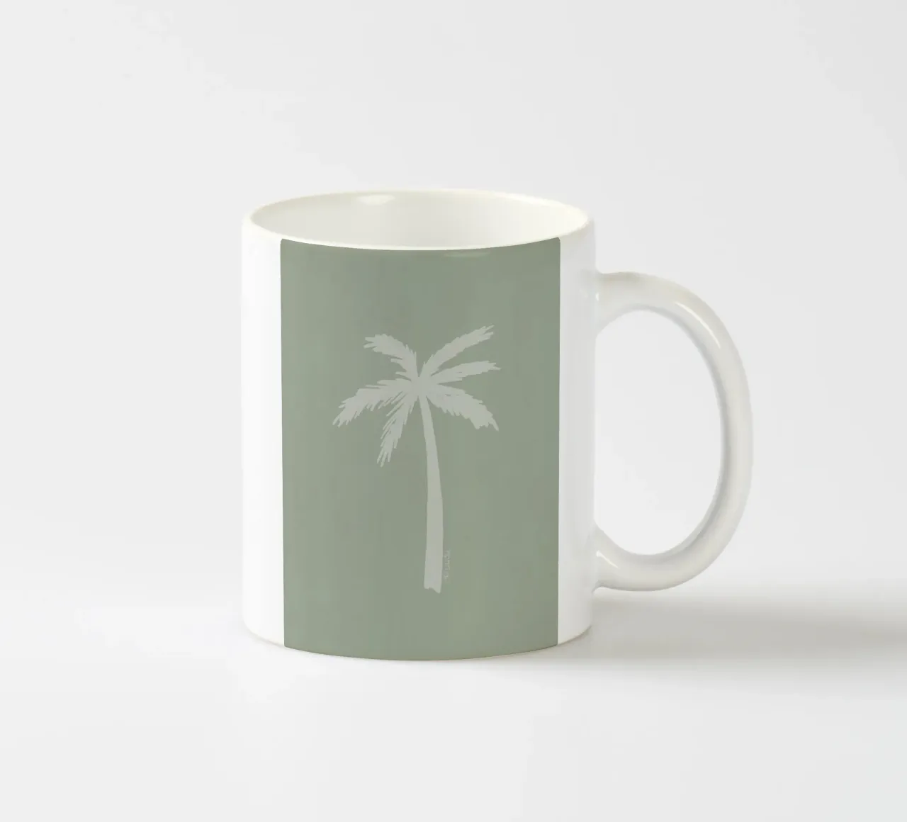 Licht boho saliegroen wit abstract minimalistische palmboom keramische mok van This Wild Soul - Illustration