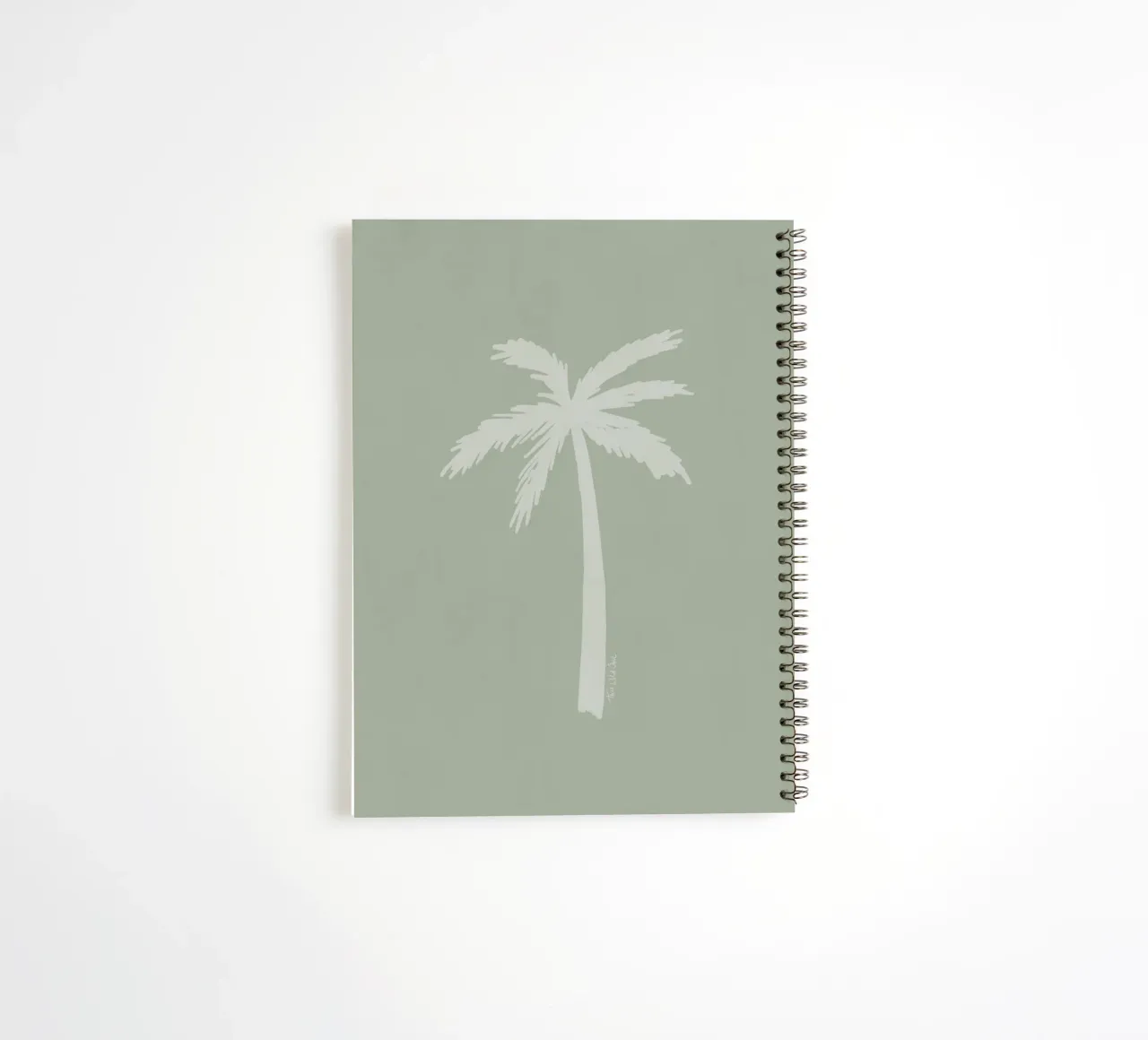 Light boho sage green white abstract minimalist palm tree spiral notebook by This Wild Soul - Illustration