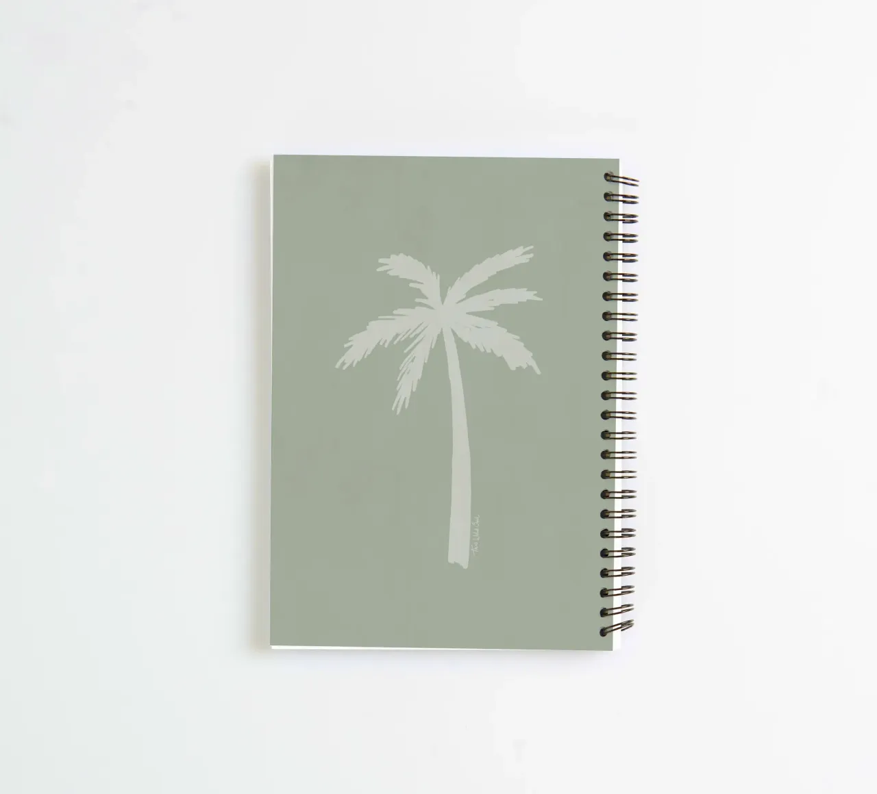 Light boho sage green white abstract minimalist palm tree spiral notebook by This Wild Soul - Illustration