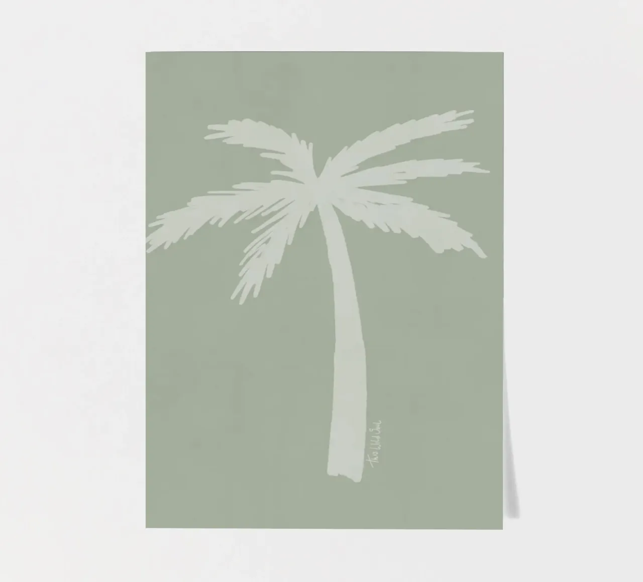 Léger palmier boho vert sauge blanc abstrait minimaliste planche autocollant de This Wild Soul - Illustration