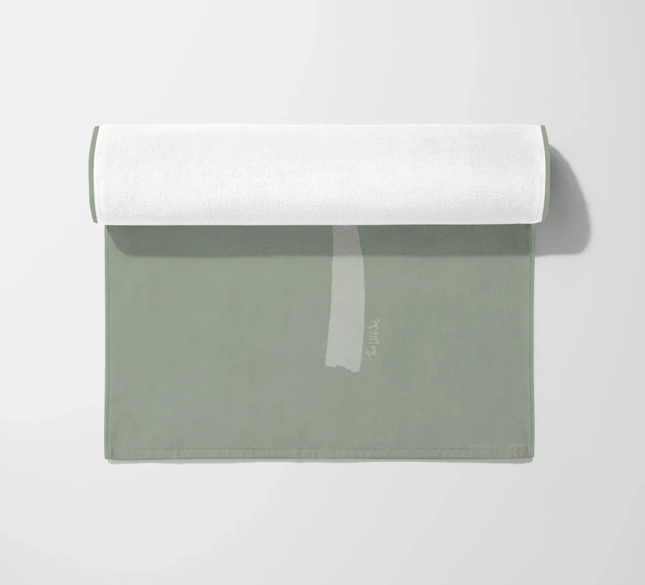 Light boho sage green white abstract minimalist palm tree beach towel by This Wild Soul - Illustration