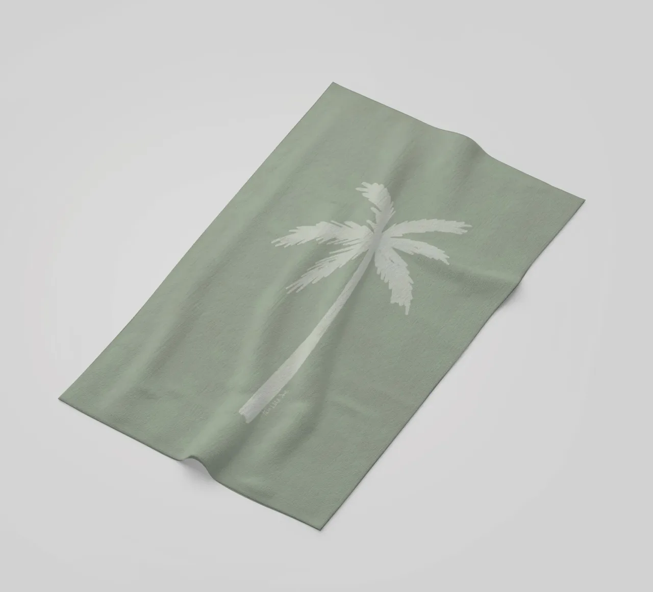 Light boho sage green white abstract minimalist palm tree beach towel by This Wild Soul - Illustration