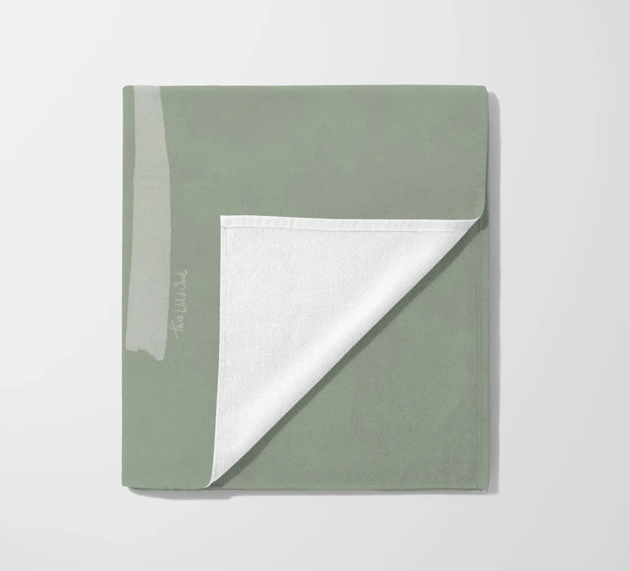 Light boho sage green white abstract minimalist palm tree beach towel by This Wild Soul - Illustration