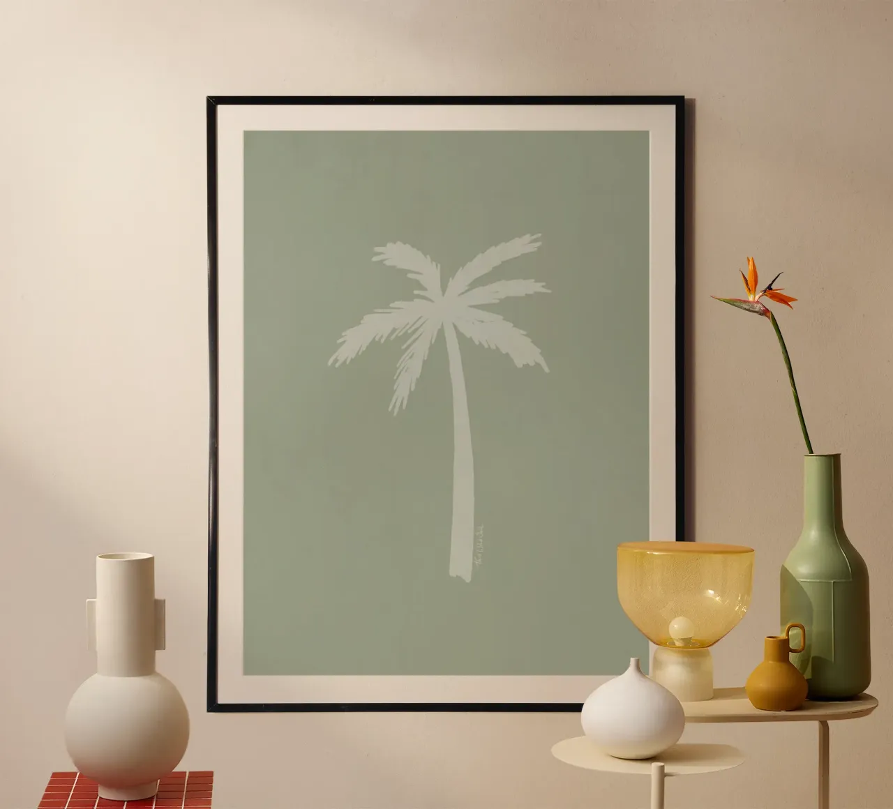 Léger palmier boho vert sauge blanc abstrait minimaliste poster de This Wild Soul - Illustration