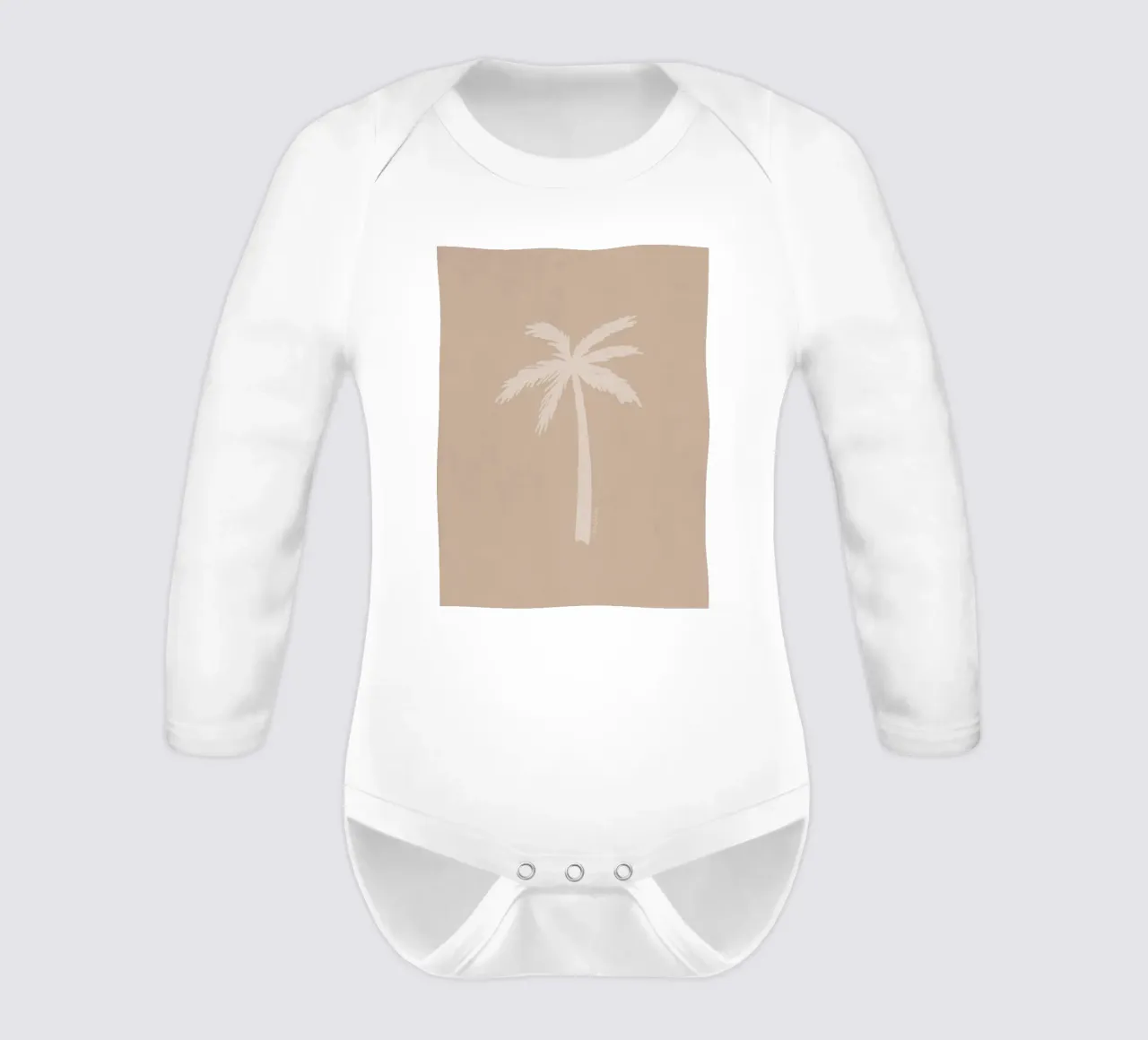 Light boho beige white organic abstract minimalist palm tree long-sleeve baby romper by This Wild Soul - Illustration